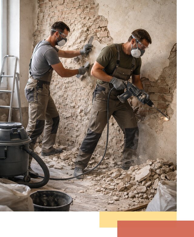 Демонтаж штукатурки со стен в Курганинске быстро и аккуратно