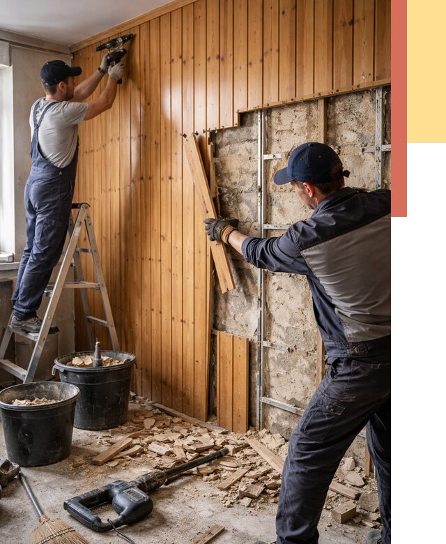 Демонтаж вагонки со стен в Курганинске от 1508 руб. — снятие, удаление, срочно | ОТДЕЛОЧНИК-Кгн