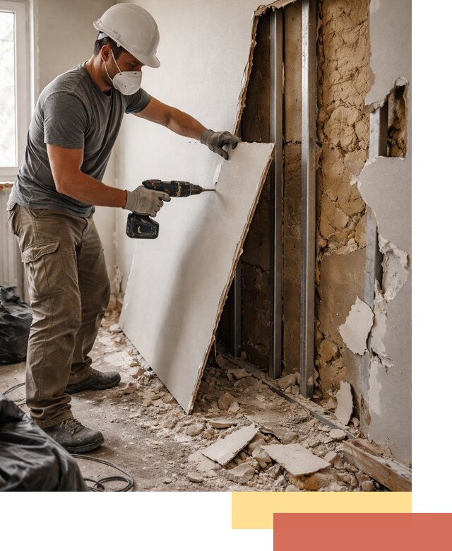 Демонтаж гипсокартона со стен в Курганинске качественно и быстро