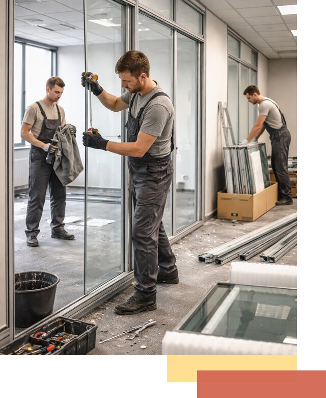 Демонтаж стеклянных перегородок в Курганинске быстро и безопасно