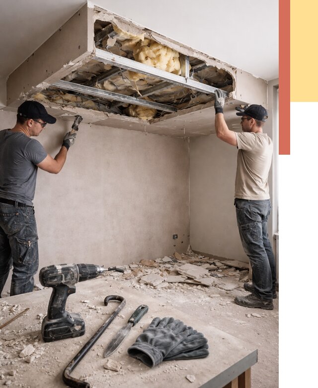 Демонтаж короба из гипсокартона в Курганинске от 1581 руб. — быстро и недорого | ОТДЕЛОЧНИК-Кгн