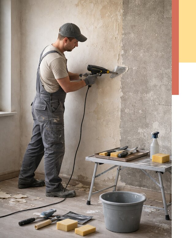 Очистка стен от клея в Курганинске от 1924 руб. — снятие и удаление клея со стен | ОТДЕЛОЧНИК-Кгн