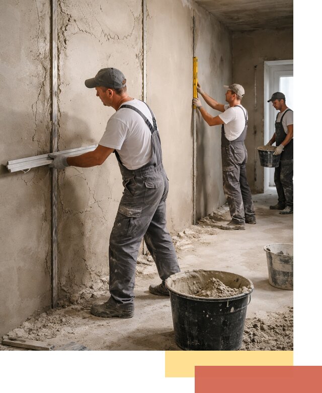 Штукатурка стен по маякам в Курганинске — точная и ровная поверхность