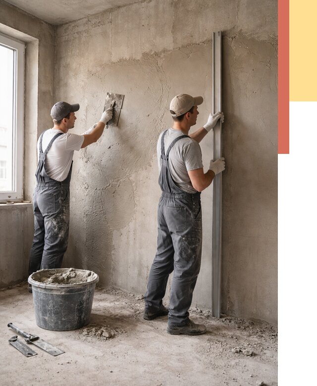 Штукатурка бетонных стен в Курганинске от 4680 руб/м² — качественно и быстро | ОТДЕЛОЧНИК-Кгн