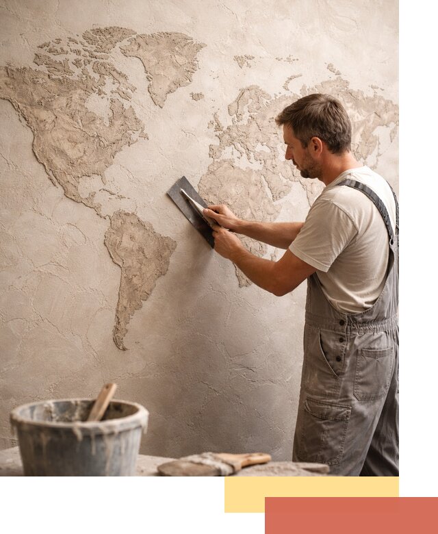 Декоративная штукатурка «Карта мира» под ключ в Курганинске