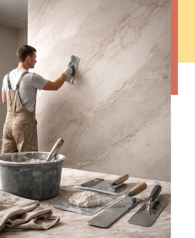 Декоративная штукатурка под мрамор в Курганинске от 2912 руб./м² — быстро и недорого | ОТДЕЛОЧНИК-Кгн