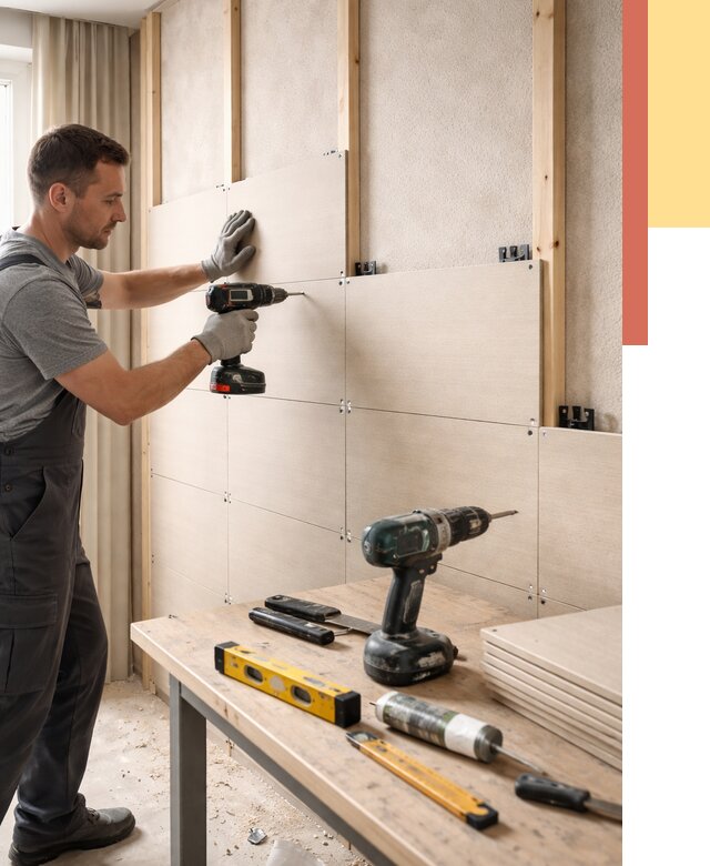 Монтаж МДФ панелей на стены в Курганинске от 1300 руб. под ключ | ОТДЕЛОЧНИК-Кгн