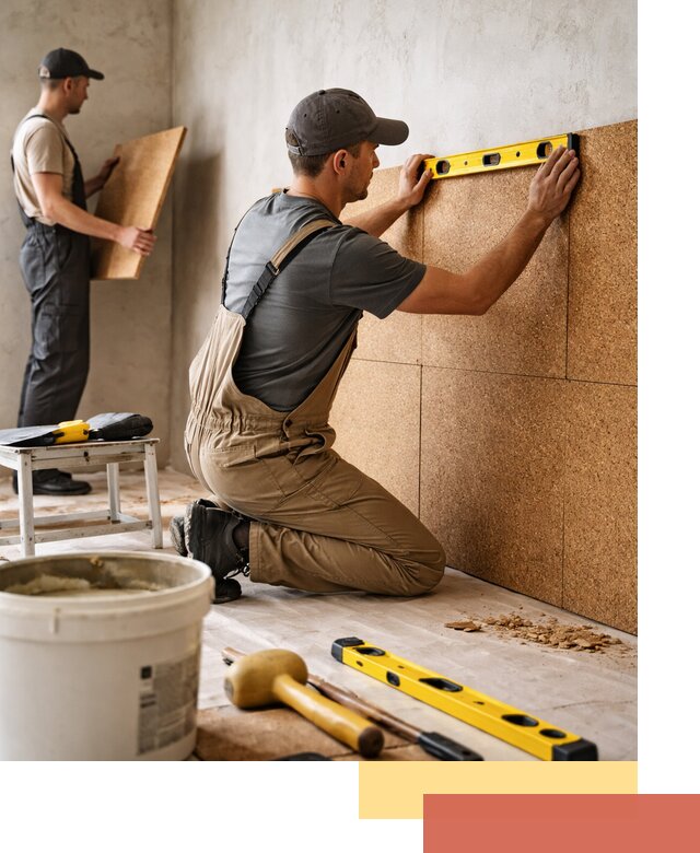 Монтаж пробковых панелей на стены в Курганинске быстро и качественно