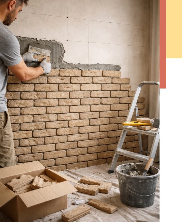 Монтаж декоративного кирпича в Курганинске от 3328 руб./м² — быстро и недорого | ОТДЕЛОЧНИК-Кгн