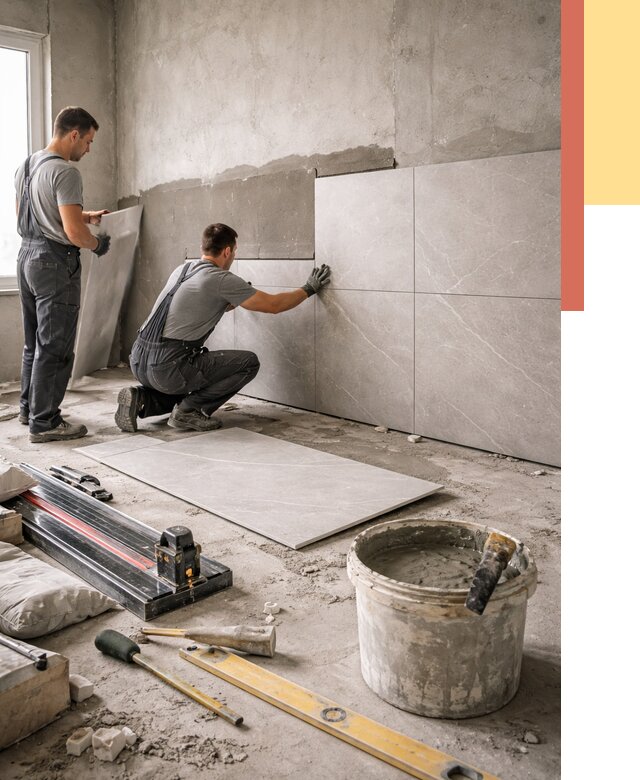 Облицовка стен керамогранитом в Курганинске от 4368 руб./м² — услуги под ключ | ОТДЕЛОЧНИК-Кгн