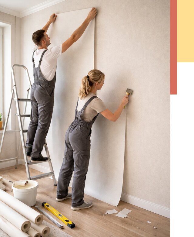 Поклейка флизелиновых обоев в Курганинске от 6241 руб. | Быстро и недорого — ОТДЕЛОЧНИК-Кгн