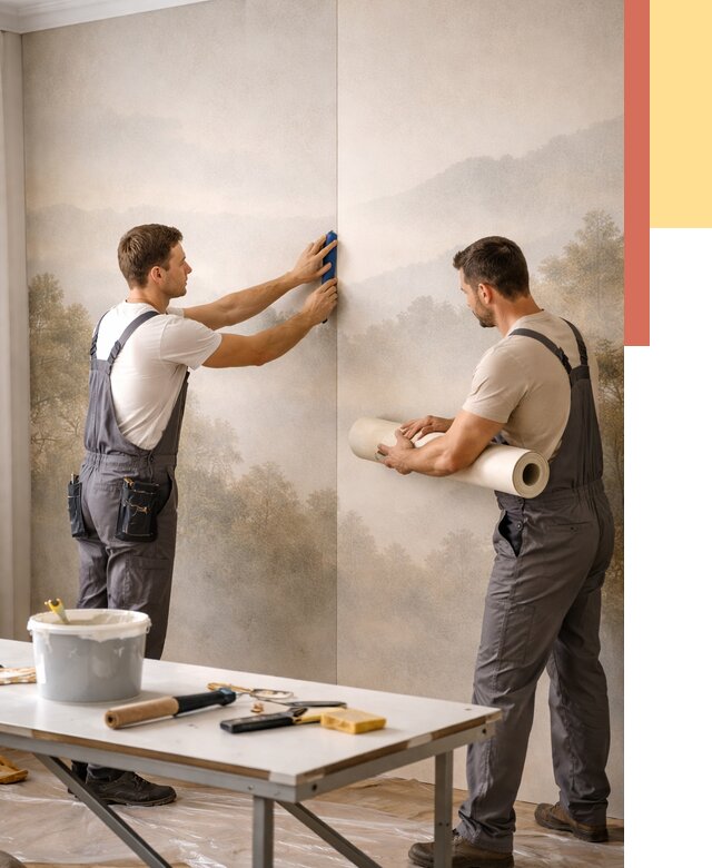 Поклейка фотообоев в Курганинске от 8841 руб/м² — быстро и недорого | ОТДЕЛОЧНИК-Кгн