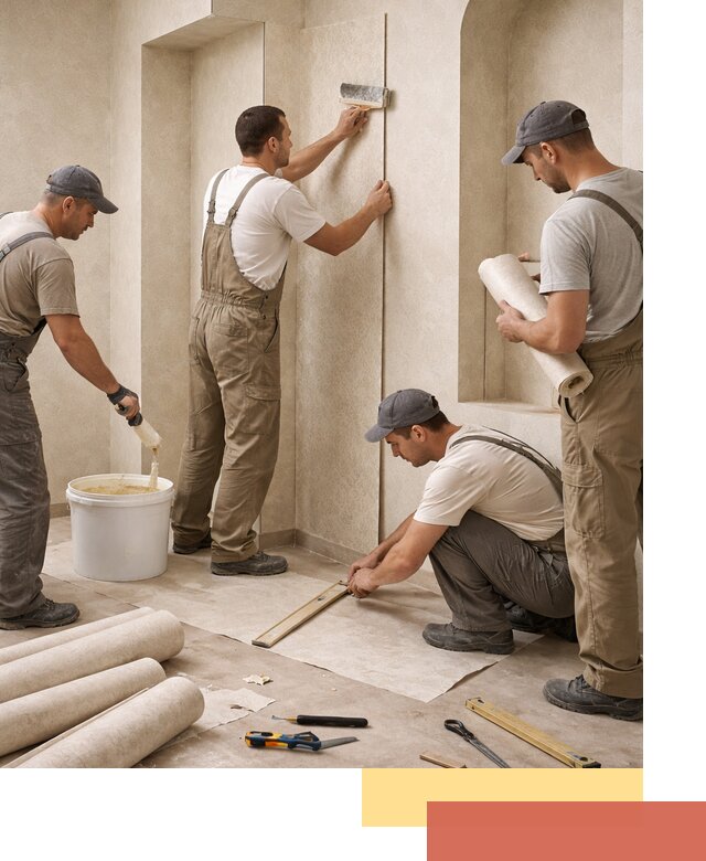 Поклейка обоев на сложные стены и неровные поверхности в Курганинске