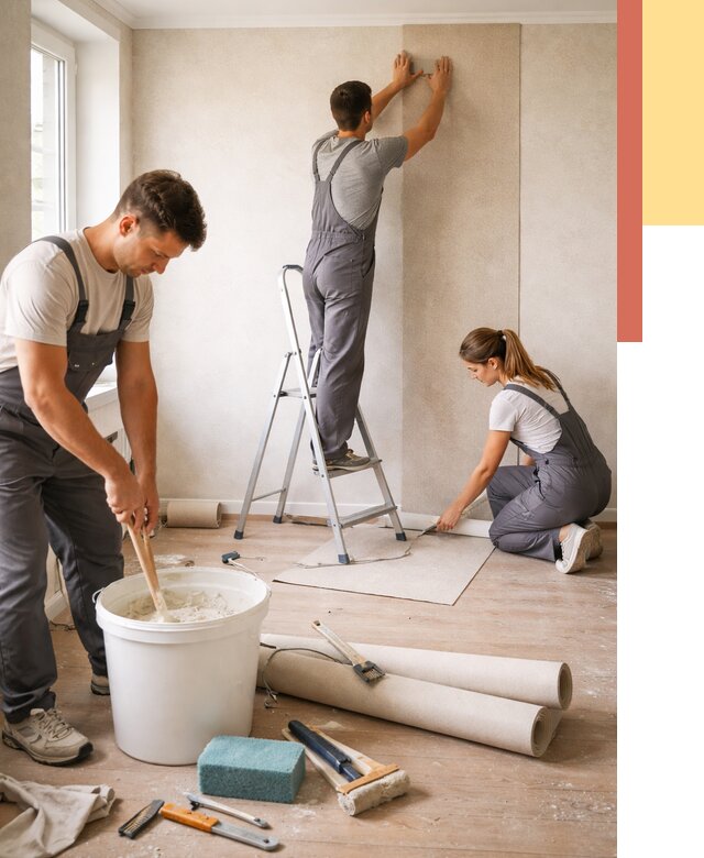 Оклейка стен обоями в Курганинске от 3640 руб/м2 — быстро и недорого | ОТДЕЛОЧНИК-Кгн