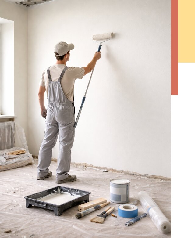 Покраска стен водоэмульсионной краской в Курганинске от 468 руб. за м² | ОТДЕЛОЧНИК-Кгн