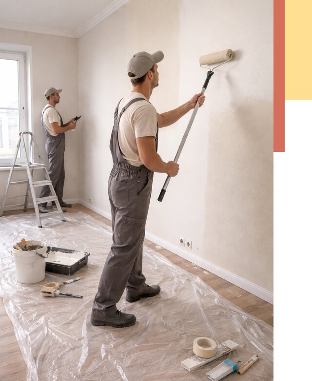 Покраска стен акриловой краской в Курганинске от 3640 руб./м² — быстро и недорого | ОТДЕЛОЧНИК-Кгн