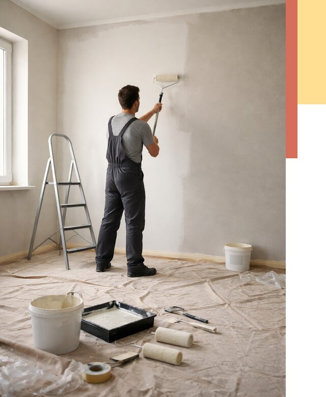 Покраска стен моющейся краской в Курганинске от 364 руб./м² — быстро и недорого | ОТДЕЛОЧНИК-Кгн