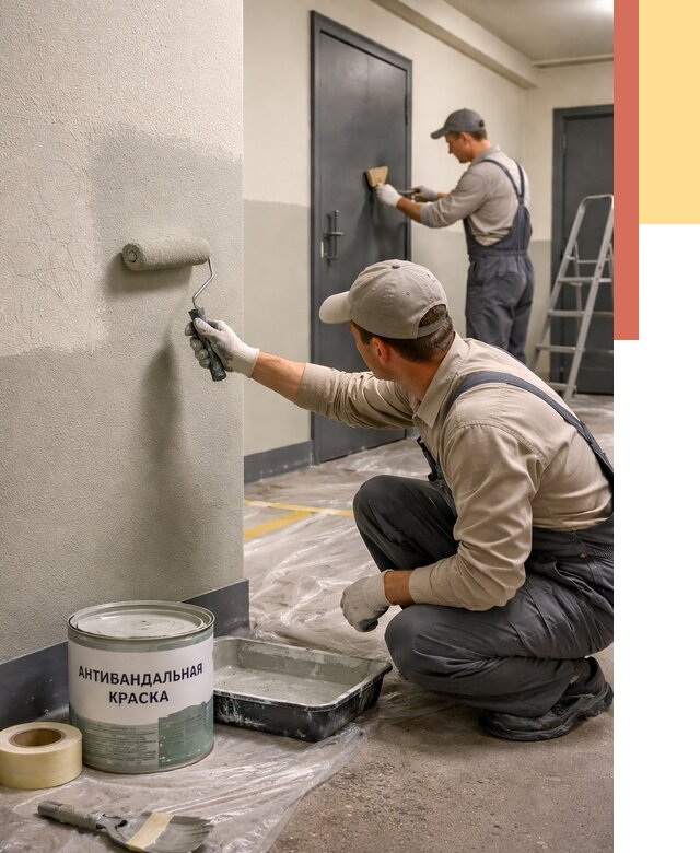 Покраска стен антивандальной краской в Курганинске от 4680 руб./м² под ключ | ОТДЕЛОЧНИК-Кгн