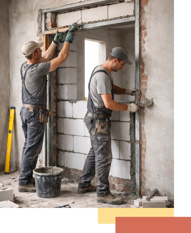 Закладка дверного проема под ключ в Курганинске: демонтаж, монтаж, отделка