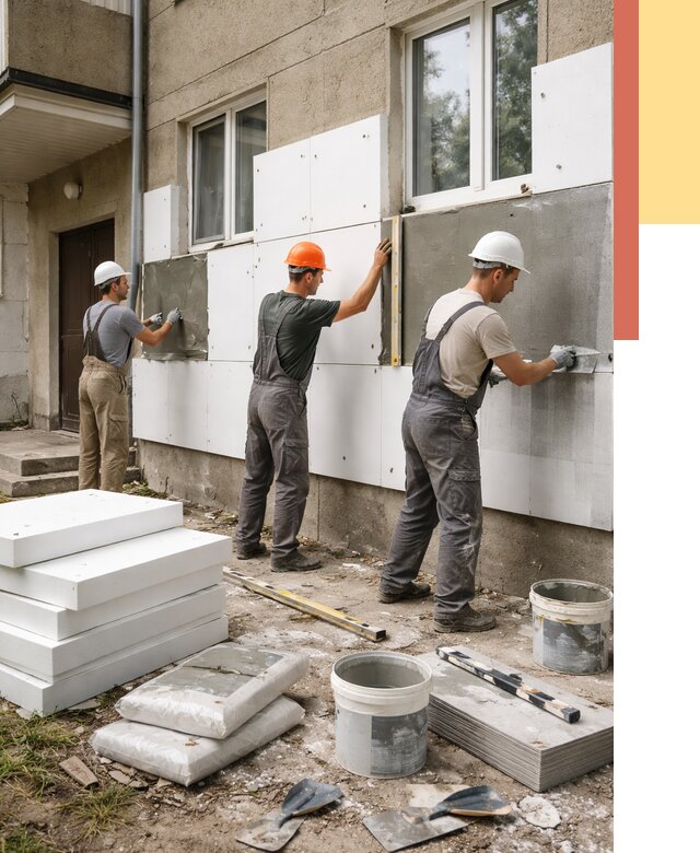 Утепление стен пенопластом в Курганинске от 1820 руб. — недорого и под ключ | ОТДЕЛОЧНИК-Кгн