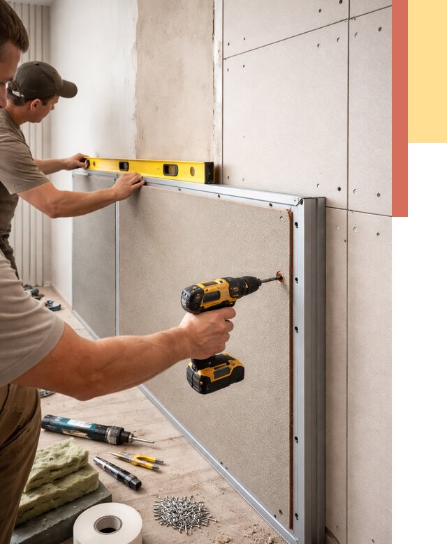 Шумоизоляция стен панелями ЗИПС в Курганинске от 2288 руб./м² под ключ | ОТДЕЛОЧНИК-Кгн