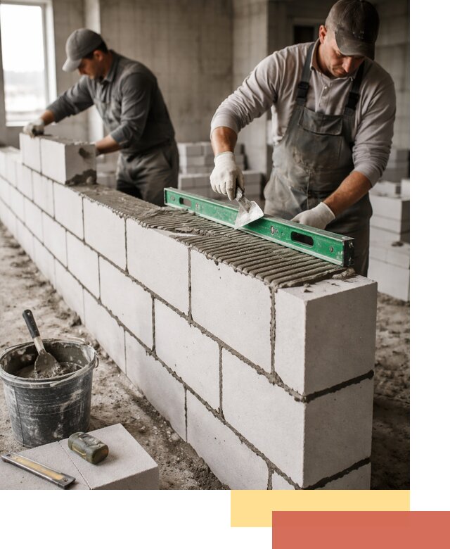 Кладка перегородок из газобетона в Курганинске быстро и качественно