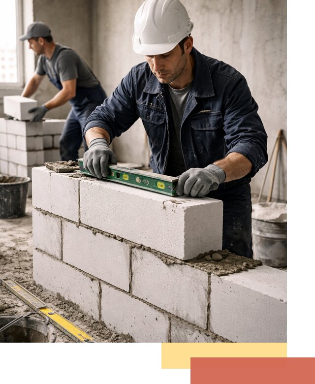 Кладка перегородок из пеноблока под ключ в Курганинске