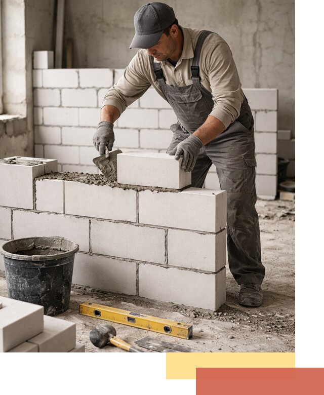 Кладка перегородок из силикатного блока в Курганинске