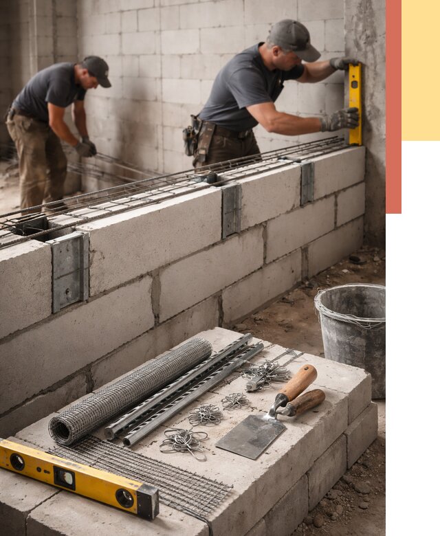 Армирование кладки перегородок в Курганинске от 780 руб. под ключ | ОТДЕЛОЧНИК-Кгн