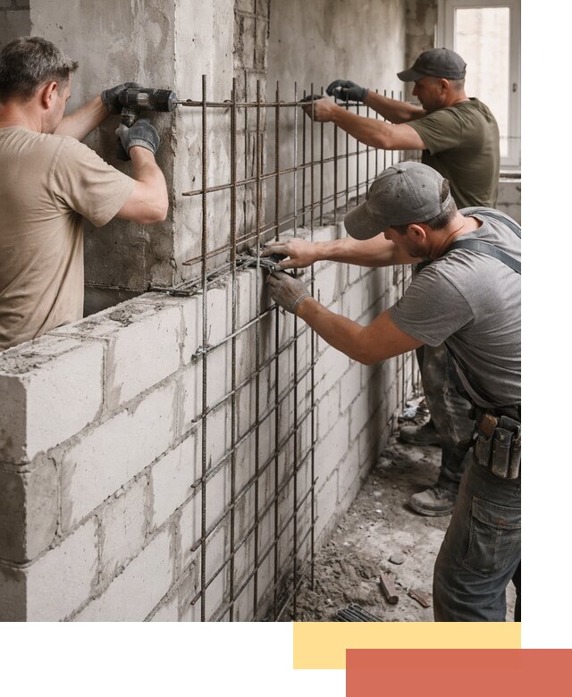 Армирование кладки перегородок в Курганинске профессионально и надёжно