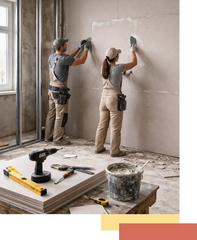 Монтаж двухслойной перегородки из гипсокартона в Курганинске