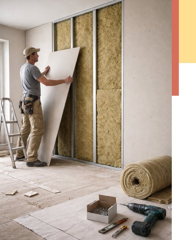 Перегородка из гипсокартона с шумоизоляцией в Курганинске от 3245 руб. | ОТДЕЛОЧНИК-Кгн