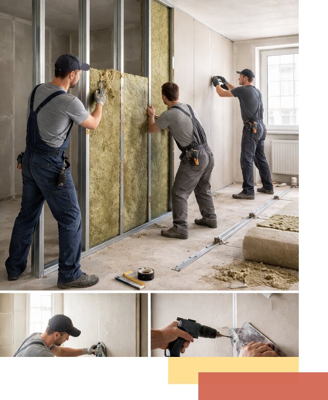 Перегородка из гипсокартона с шумоизоляцией в Курганинске — монтаж под ключ