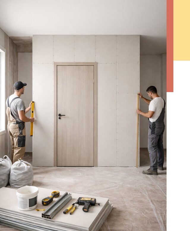 Перегородка из гипсокартона с дверью в Курганинске от 4680 руб. под ключ | ОТДЕЛОЧНИК-Кгн