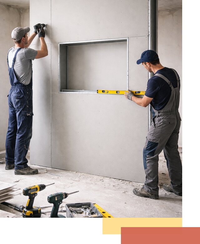 Перегородка из гипсокартона с нишей под декор в Курганинске