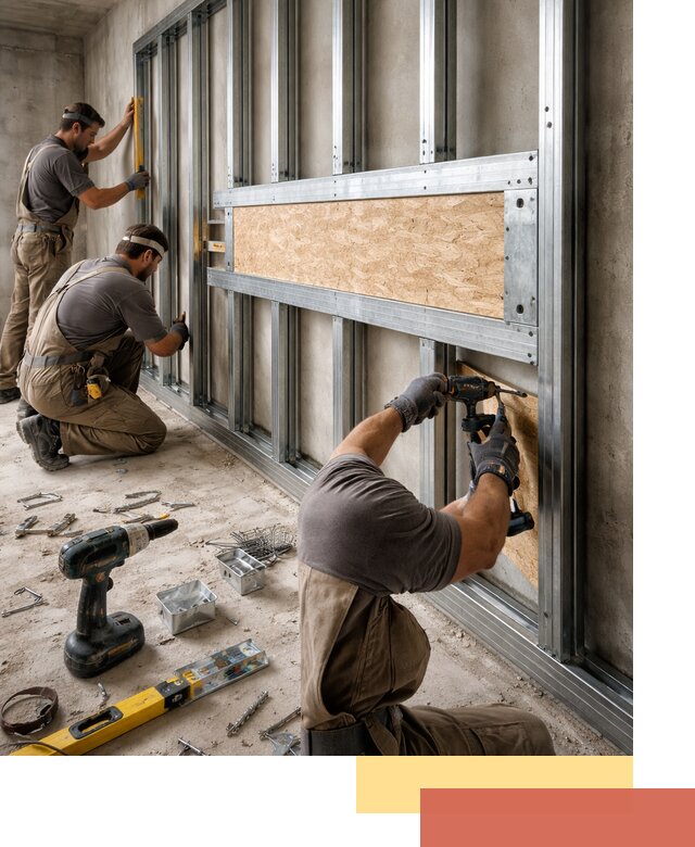 Усиленная перегородка для крепления тяжёлых конструкций в Курганинске