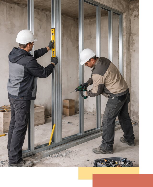 Монтаж каркаса перегородки из профиля в Курганинске