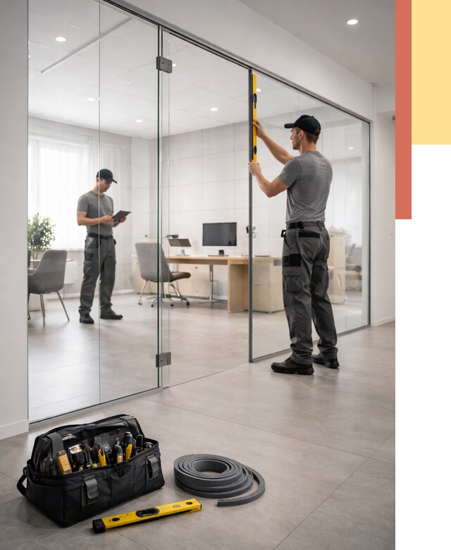 Цельностеклянные перегородки под ключ в Курганинске от 9881 руб. — монтаж и цены | ОТДЕЛОЧНИК-Кгн