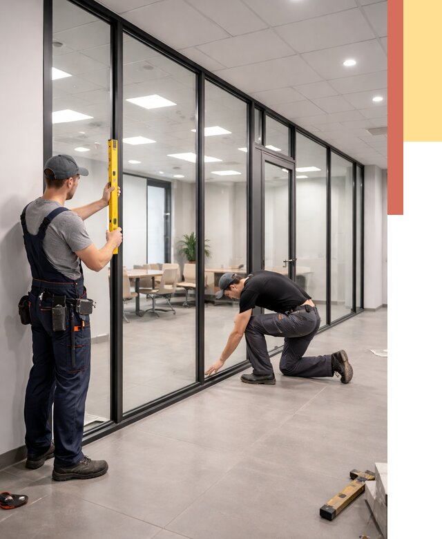 Каркасные стеклянные перегородки в Курганинске под ключ от 9569 руб. | ОТДЕЛОЧНИК-Кгн