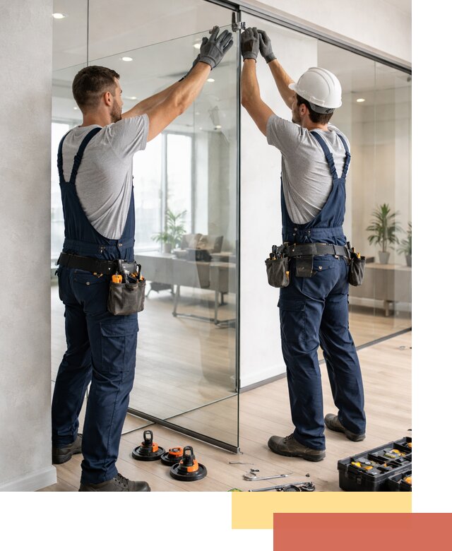 Безрамные стеклянные перегородки под ключ в Курганинске