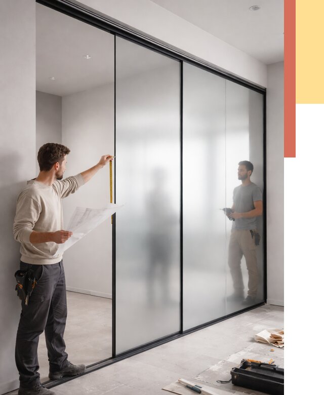 Матовые стеклянные перегородки в Курганинске от 8841 руб. — монтаж и установка | ОТДЕЛОЧНИК-Кгн