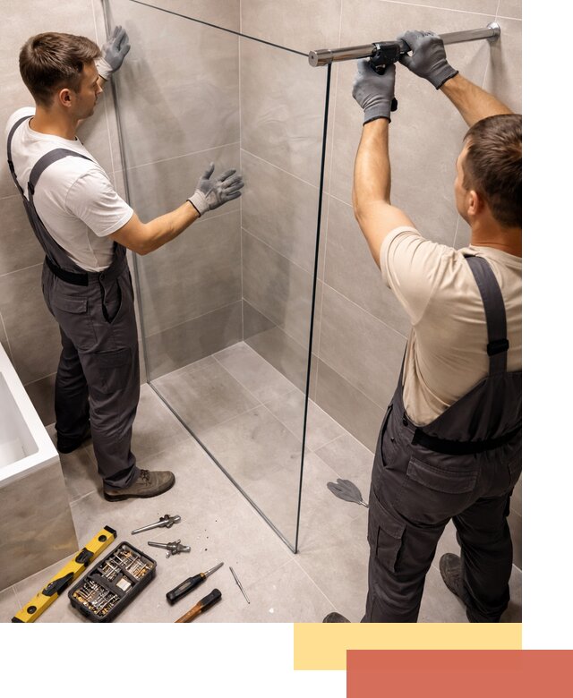 Стеклянные перегородки для душа в Курганинске — изготовление и монтаж