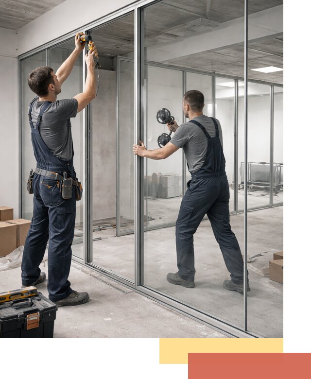 Алюминиевые перегородки со стеклом в Курганинске — изготовление и монтаж