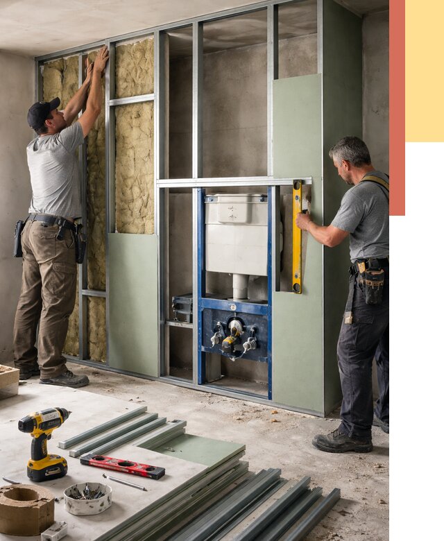 Установка сантехнических перегородок в Курганинске от 8841 руб. | ОТДЕЛОЧНИК-Кгн