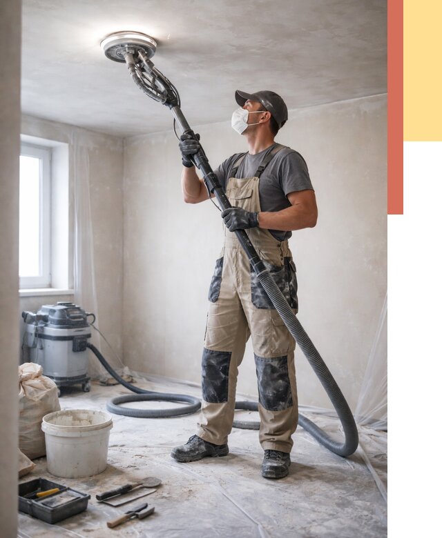 Шлифовка потолка в Курганинске от 3640 руб. — услуги шлифования потолка | ОТДЕЛОЧНИК-Кгн