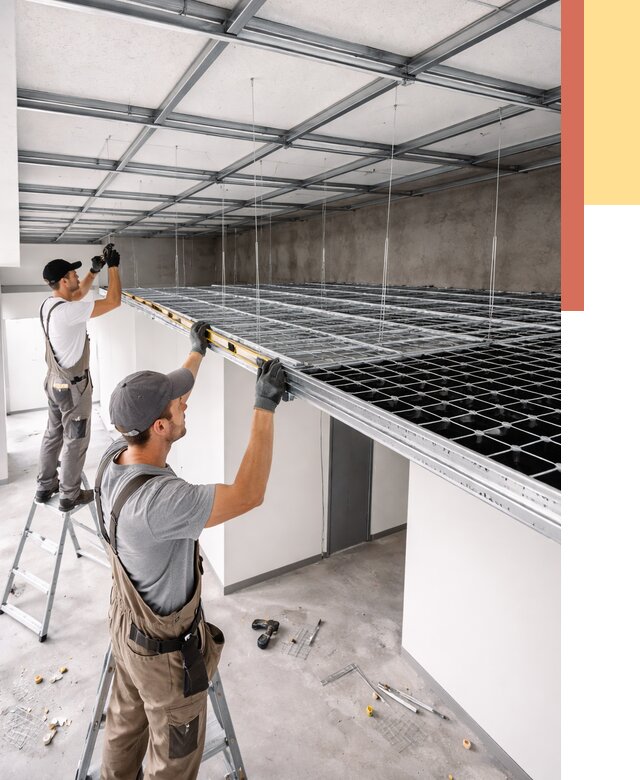 Монтаж потолка грильято в Курганинске от 468 руб./м² — быстрая сборка под ключ | ОТДЕЛОЧНИК-Кгн