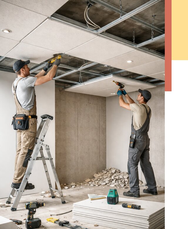 Монтаж акустического потолка в Курганинске от 6761 руб/м2 — быстро и недорого | ОТДЕЛОЧНИК-Кгн