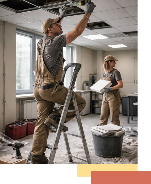 Ремонт потолка Армстронг и замена плит в Курганинске