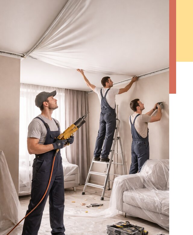 Установка натяжного потолка в Курганинске от 4680 руб. | Быстро и недорого — ОТДЕЛОЧНИК-Кгн