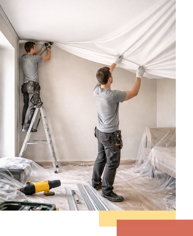 Монтаж тканевого натяжного потолка в Курганинске недорого и быстро